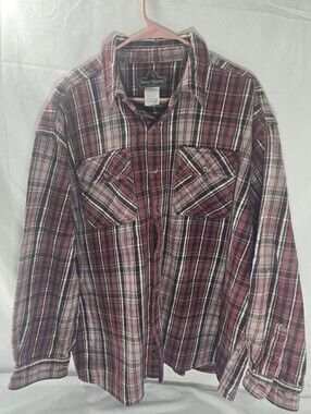 Berne Apparel Mens 2X Heavy Flannel Shirt Plaid Button Front Workwear Red